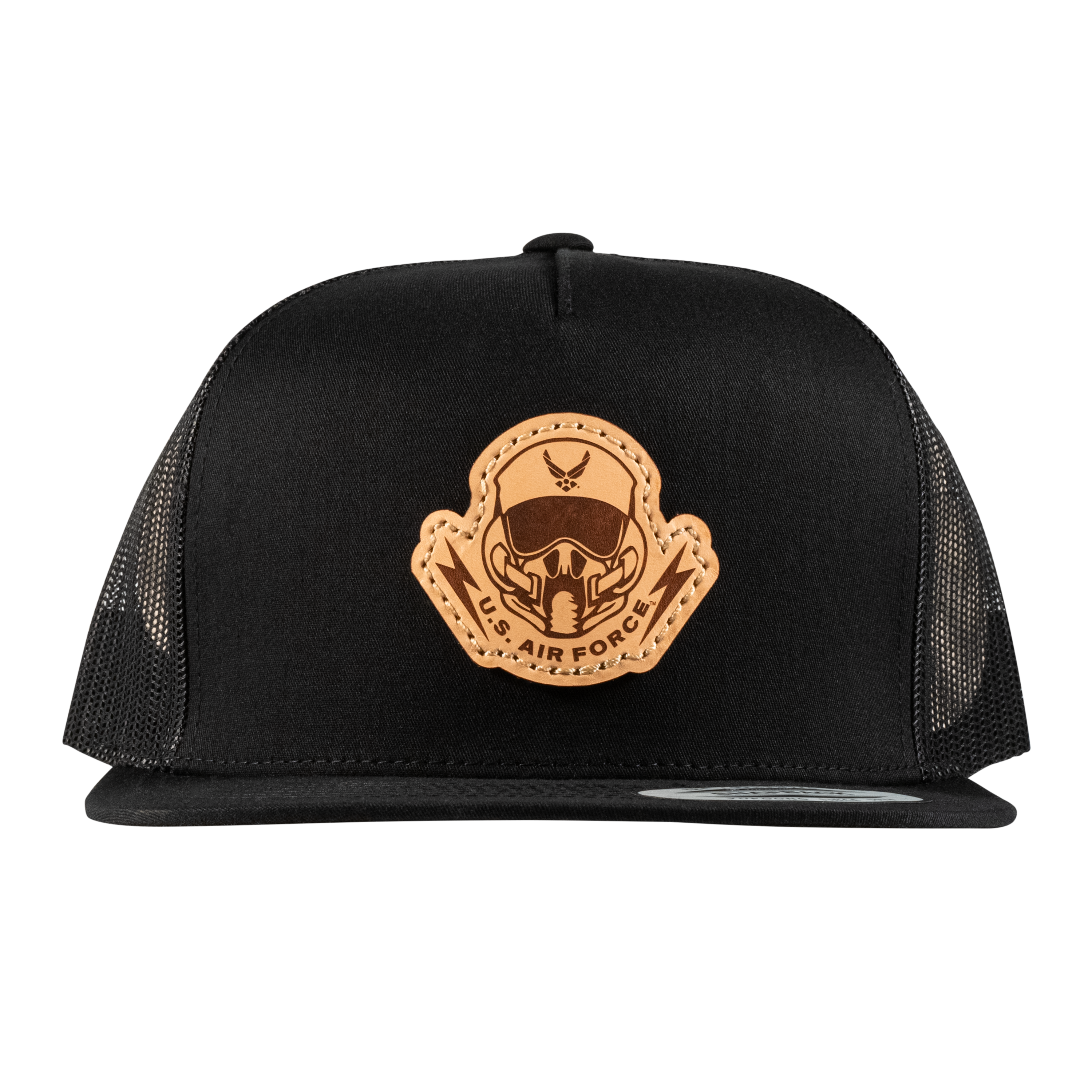 Pilot’s Mask Flat Bill Trucker Hat- Officially Licensed Leather Patch Hat