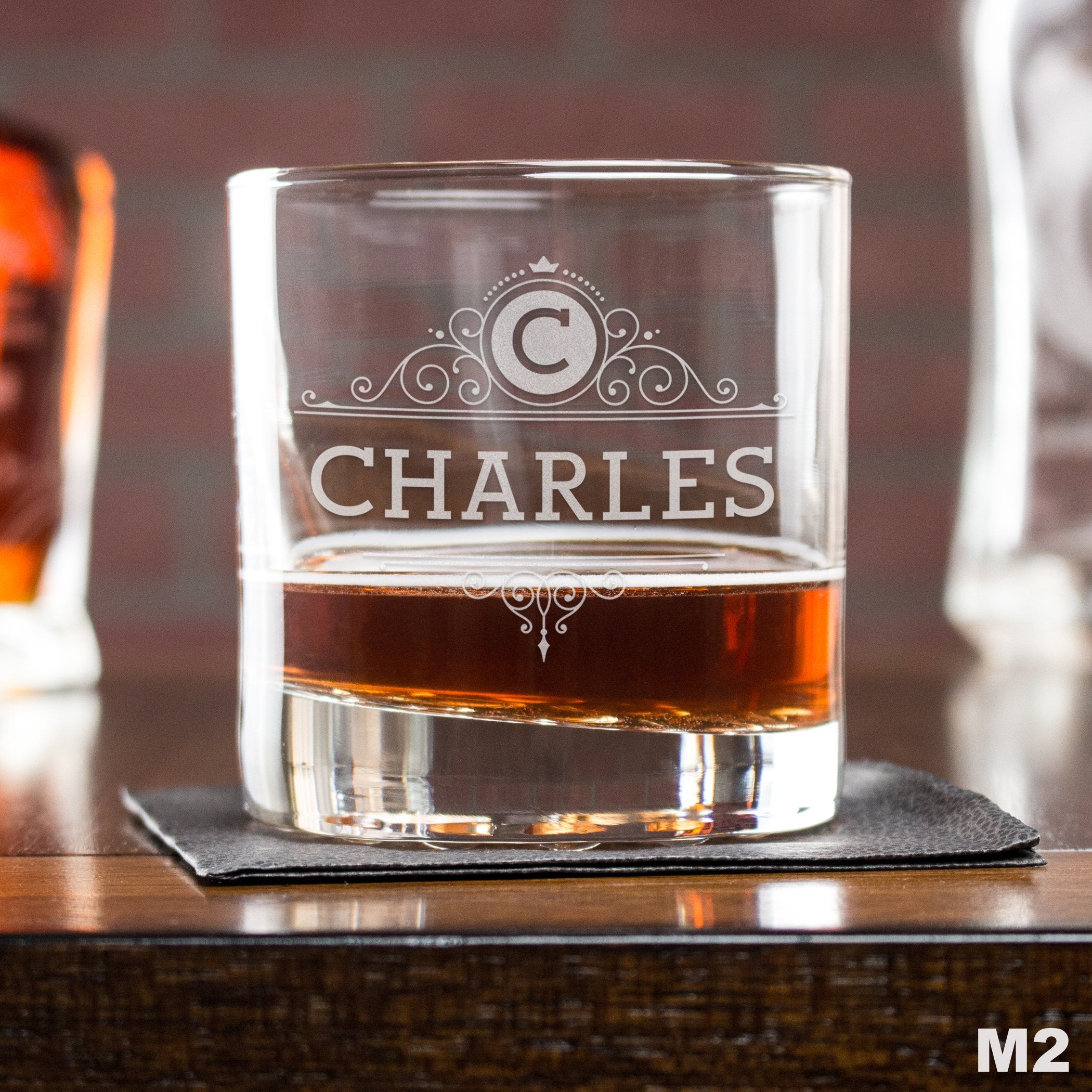 Engraved Whiskey Glasses Personalized – Design: M2