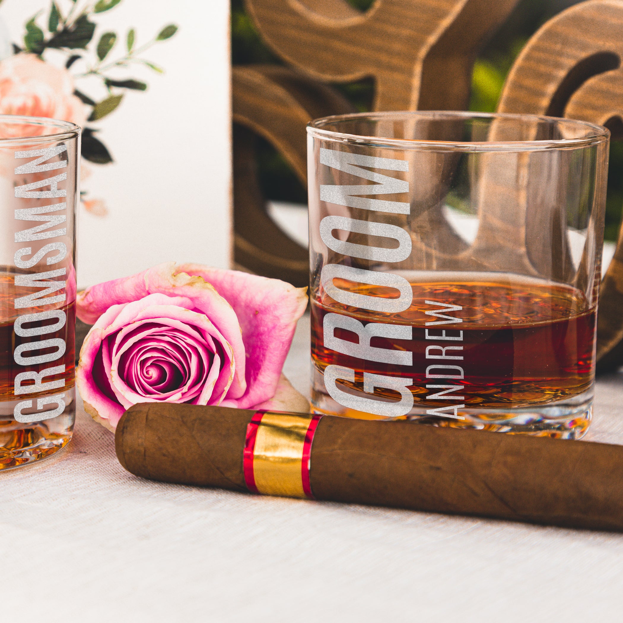 Engraved Whiskey Glasses Groomsmen – Design: BG4